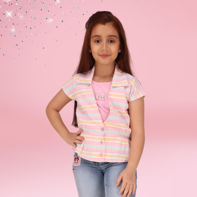 Cutecumber Girls Casual Polyester Top(Pink, Pack of 1)