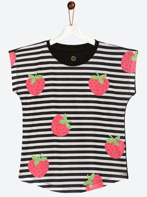 Yk Girls Casual Polycotton Top(Black, Pack of 1)