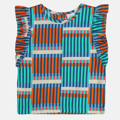 MINI KLUB Baby Girls Cotton Rayon Blend A-line Top(Blue, Pack of 1)