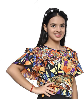 LIME N LEMON Girls Casual Polyester Top(Multicolor, Pack of 1)