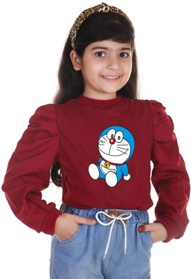 Zarmin Girls Casual Cotton Blend Top(Maroon, Pack of 1)