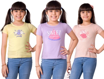 FABROYZ Girls Casual Pure Cotton Top(Multicolor, Pack of 3)