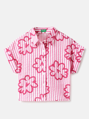 United Colors of Benetton Girls Casual Pure Cotton Top(Pink, Pack of 1)