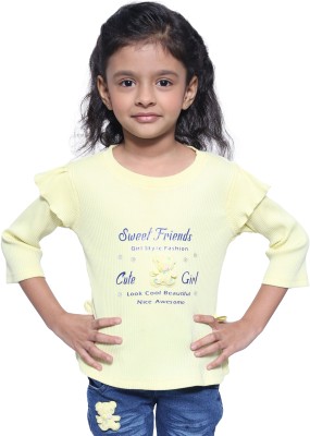 Yellowtoons Girls Casual Acrylic Blend A-line Top(Yellow, Pack of 1)