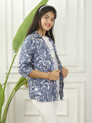 Ishti Girls Casual Polycotton A-line Top(Blue, Pack of 1)