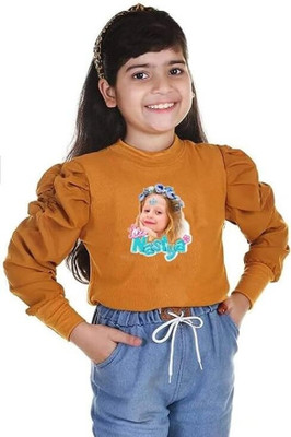 sunbrust Girls Casual Cotton Blend Full Sleeve Top(Yellow, Pack of 1)