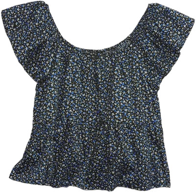 GAP Girls Casual Pure Cotton Peplum Top(Blue, Pack of 1)