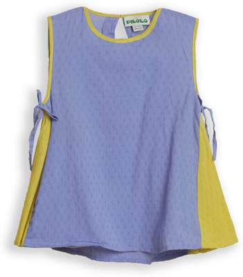 pilolo Girls Casual Pure Cotton Top(Blue, Pack of 1)
