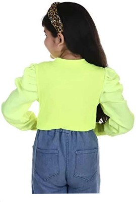 GOULFASHION Girls Casual Cotton Blend Ruffeld Top(Light Green, Pack of 1)