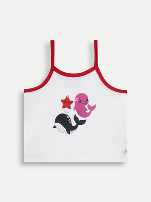 Chuckleberrie Girls Casual Cotton Jersey Tank Top(White, Pack of 1)