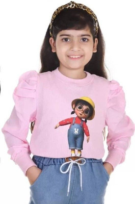 Zalorawear Girls Casual Cotton Blend Full Sleeve Top(Pink, Pack of 1)