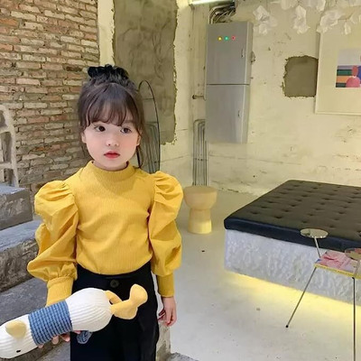 KAISH Girls Cotton Blend Top(Yellow, Pack of 1)