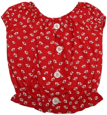 V-MART Girls Casual Rayon Top(Red, Pack of 1)