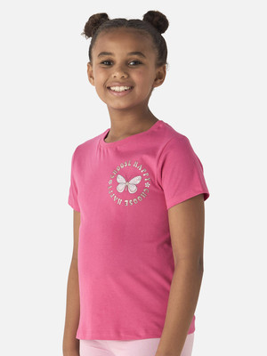 JUNIORS by Babyshop Girls Cotton Blend Top(Pink, Pack of 1)