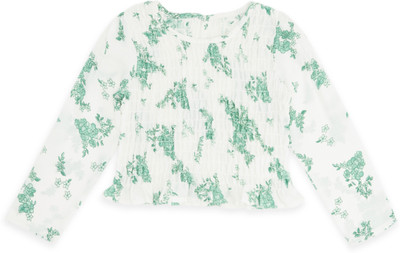 Pantaloons Junior Girls Casual Pure Cotton Top(White, Pack of 1)