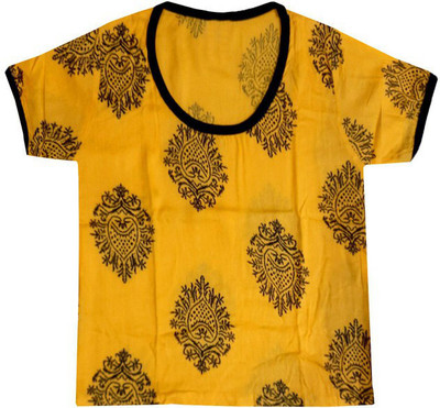 IndiWeaves Girls Casual Rayon Top(Yellow, Pack of 1)