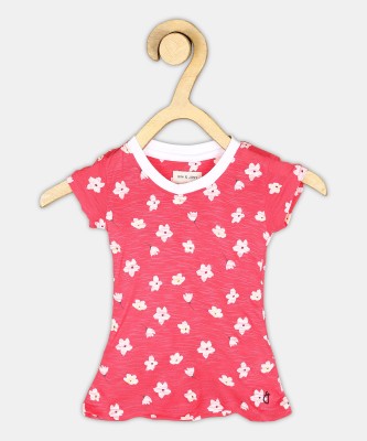 GINI & JONY Girls Casual Cotton Blend Top(Red, Pack of 1)