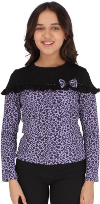 Cutecumber Girls Casual Cotton Blend Top(Purple, Pack of 1)