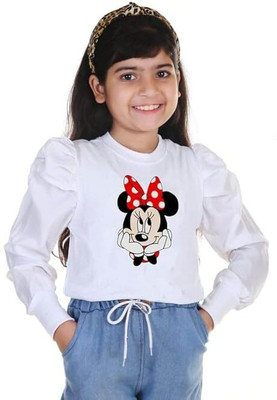 Lediverse Girls Party Cotton Lycra Blend Ruffeld Top(White, Pack of 1)