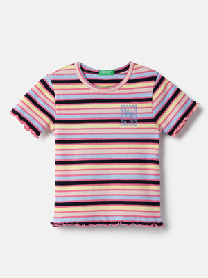 United Colors of Benetton Girls Casual Cotton Blend Top(Black, Pack of 1)