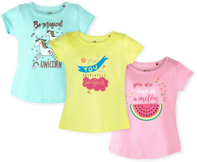 Ariel Girls Casual Cotton Blend Top(Multicolor, Pack of 3)