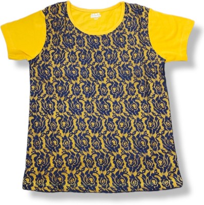 Celebrity Club Girls Casual Net Top(Yellow, Pack of 1)