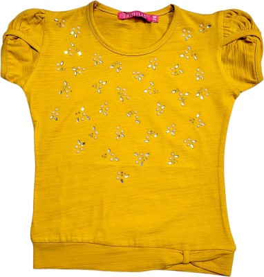 truffles Baby Girls Casual Cotton Blend Top(Yellow, Pack of 1)