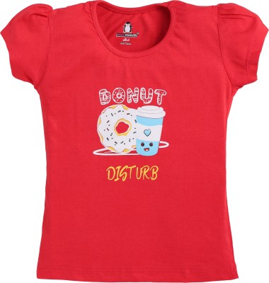 CRAZYPENGUIN ELITE Girls Casual Cotton Blend Top(Red, Pack of 1)