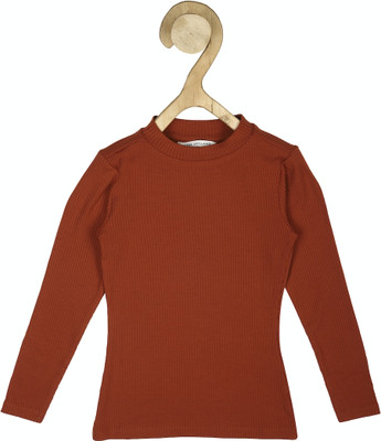 PETER ENGLAND Girls Casual Polyester Blend Top(Maroon, Pack of 1)