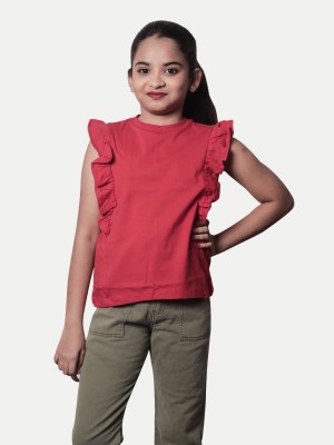 radprix Girls Casual Pure Cotton Knit Top(Red, Pack of 1)