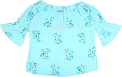 V-MART Girls Casual Rayon A-line Top(Blue, Pack of 1)