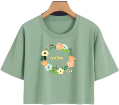 Loom & Line Girls Casual Cotton Blend Crop Top(Dark Green, Pack of 1)