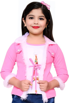 anjali fashion Girls Casual Cotton Blend Full Sleeve Top(Pink, Pack of 1)