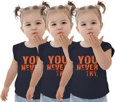 KETI MINI Girls Casual Pure Cotton Top(Blue, Pack of 3)