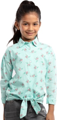 Under Fourteen Only Girls Pure Cotton Full Sleeve Top(Green, Pack of 1)