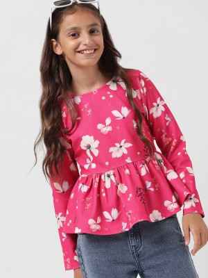 VERO MODA Girls Casual Polyester Top(Pink, Pack of 1)