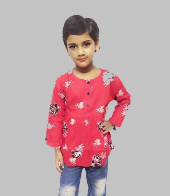 ArpanGarments Girls Casual Cotton Blend Top(Red, Pack of 1)