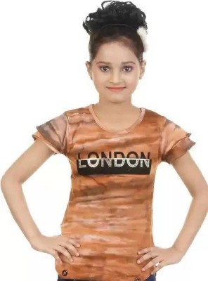 Celebrity Club Girls Casual Cotton Blend Top(Brown, Pack of 1)