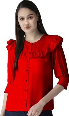 oriexfabb Girls Casual Polycotton Top(Red, Pack of 1)
