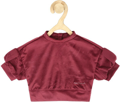 PETER ENGLAND Girls Casual Polyester Blend Top(Maroon, Pack of 1)