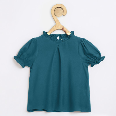 chuppan chupai Girls Casual Rayon A-line Top(Blue, Pack of 1)