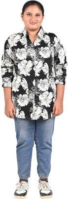 Jammer Girls Cotton Blend A-line Top(Black, Pack of 1)