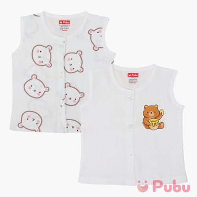 Pubu Baby Girls Pure Cotton Top(White, Pack of 2)