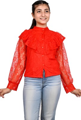 oriexfabb Girls Casual Net Top(Red, Pack of 1)