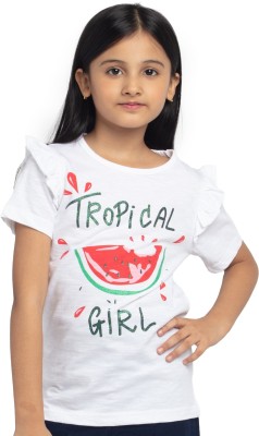 Under Fourteen Only Girls Casual Pure Cotton Top(White, Pack of 1)