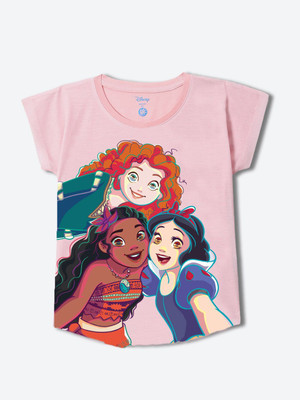 YK Disney Girls Casual Cotton Blend Top(Pink, Pack of 1)