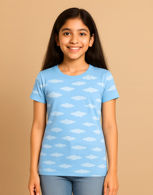 VACKY Girls Casual Cotton Blend Knit Top(Light Blue, Pack of 1)