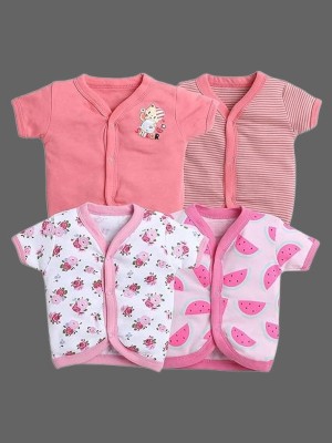 MEGNAM Baby Girls Cotton Blend Top(Pink, Pack of 4)