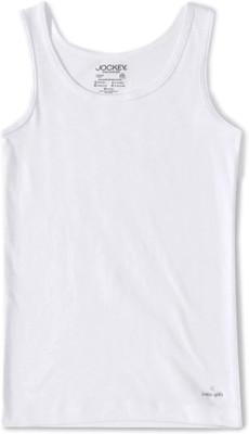 JOCKEY Girls Casual Pure Cotton Tank Top(White, Pack of 1)