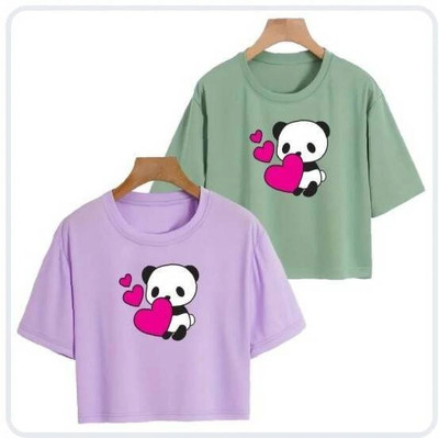 Himank Fashion Girls Party Cotton Blend Crop Top(Multicolor, Pack of 2)